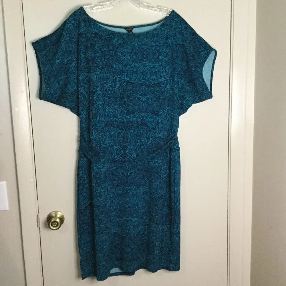 Ann Taylor Blue Paisley Crepe Dolman Sleeve Dress